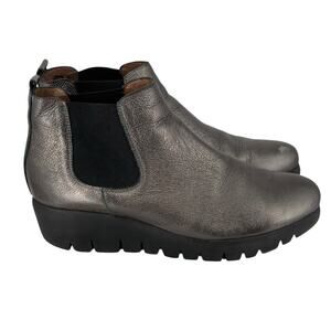 Wonders Chelsea Wedge Boot Womens Size 42 EU 10 US Lead Metallic Leather